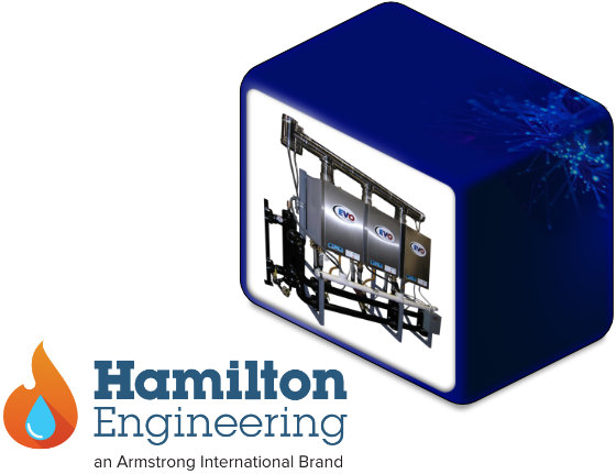 Hamilton Engineering logo alongside one of their hot water solutions