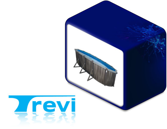 Trevi logo alongside a photo of a pool product