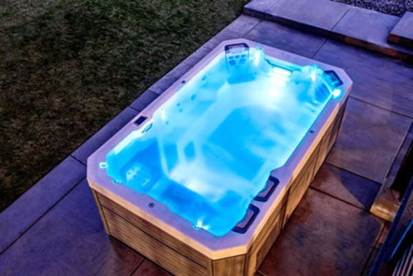 A hot tub featuring LED lighting from Paradise Valley Spas